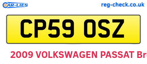 CP59OSZ are the vehicle registration plates.