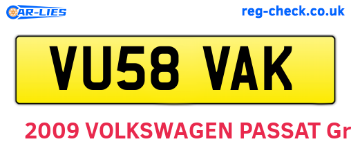 VU58VAK are the vehicle registration plates.