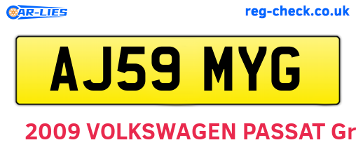 AJ59MYG are the vehicle registration plates.