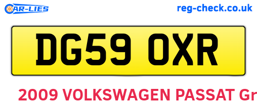 DG59OXR are the vehicle registration plates.