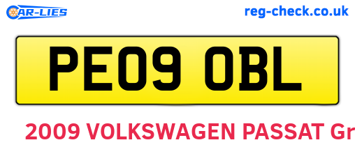 PE09OBL are the vehicle registration plates.