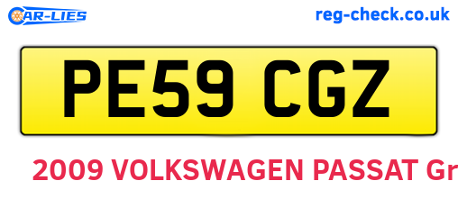 PE59CGZ are the vehicle registration plates.