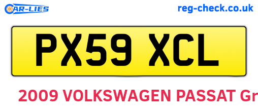 PX59XCL are the vehicle registration plates.