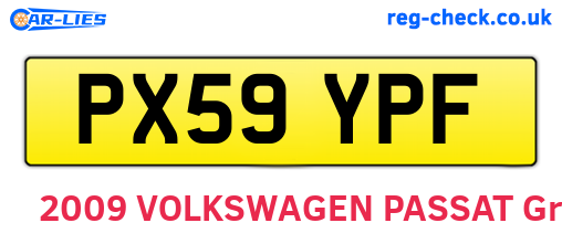PX59YPF are the vehicle registration plates.
