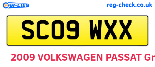 SC09WXX are the vehicle registration plates.