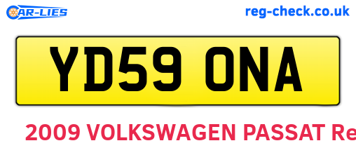 YD59ONA are the vehicle registration plates.