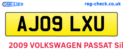 AJ09LXU are the vehicle registration plates.