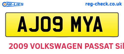 AJ09MYA are the vehicle registration plates.