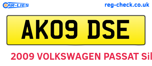 AK09DSE are the vehicle registration plates.