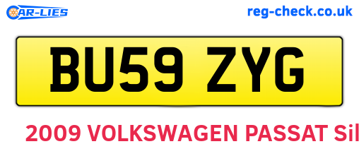 BU59ZYG are the vehicle registration plates.