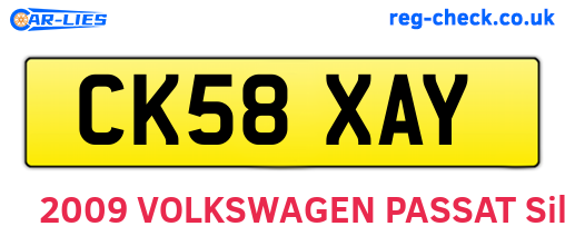 CK58XAY are the vehicle registration plates.