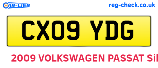 CX09YDG are the vehicle registration plates.