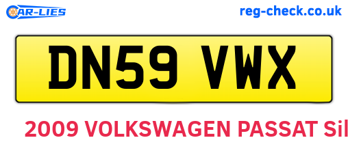 DN59VWX are the vehicle registration plates.