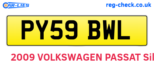 PY59BWL are the vehicle registration plates.