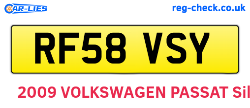 RF58VSY are the vehicle registration plates.