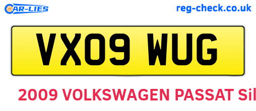 VX09WUG are the vehicle registration plates.