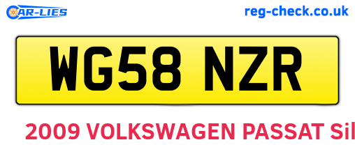 WG58NZR are the vehicle registration plates.