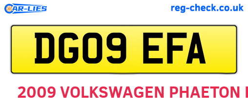 DG09EFA are the vehicle registration plates.