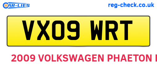 VX09WRT are the vehicle registration plates.