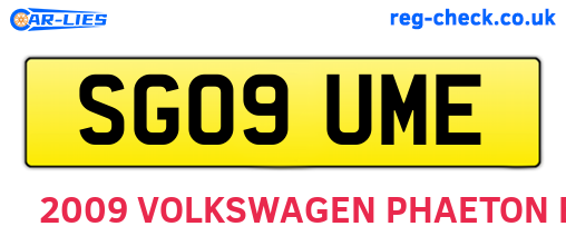 SG09UME are the vehicle registration plates.