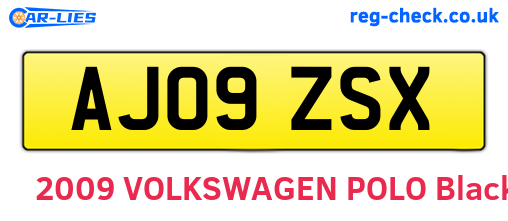 AJ09ZSX are the vehicle registration plates.