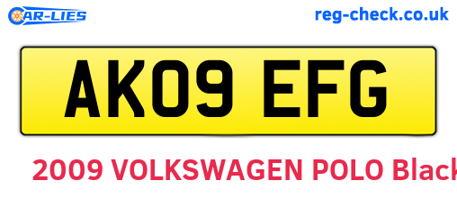AK09EFG are the vehicle registration plates.
