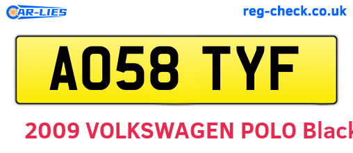 AO58TYF are the vehicle registration plates.