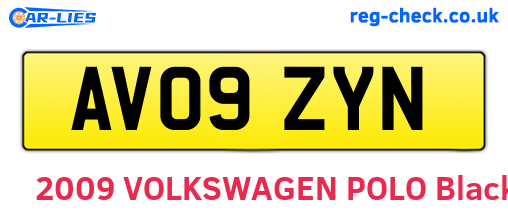 AV09ZYN are the vehicle registration plates.