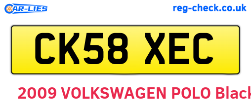 CK58XEC are the vehicle registration plates.