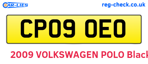 CP09OEO are the vehicle registration plates.