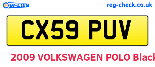 CX59PUV are the vehicle registration plates.