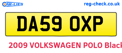 DA59OXP are the vehicle registration plates.