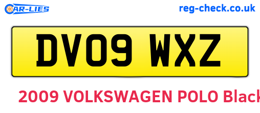 DV09WXZ are the vehicle registration plates.