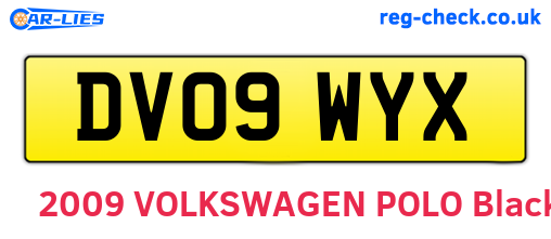 DV09WYX are the vehicle registration plates.