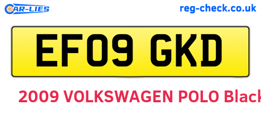 EF09GKD are the vehicle registration plates.