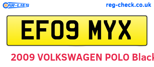 EF09MYX are the vehicle registration plates.