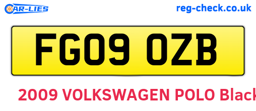 FG09OZB are the vehicle registration plates.