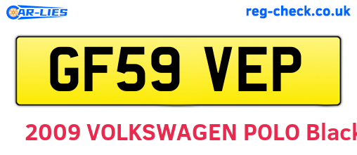 GF59VEP are the vehicle registration plates.