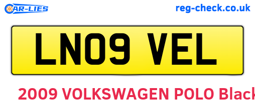 LN09VEL are the vehicle registration plates.