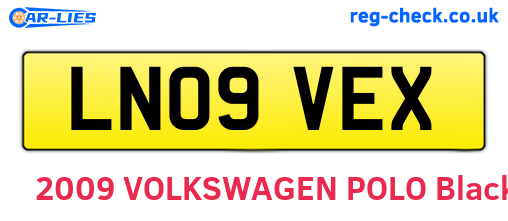 LN09VEX are the vehicle registration plates.