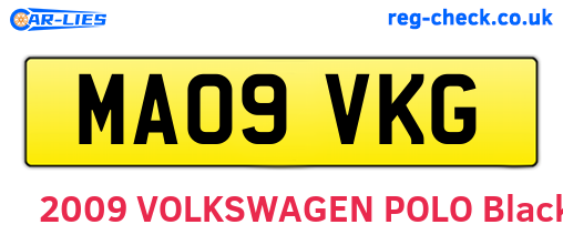 MA09VKG are the vehicle registration plates.