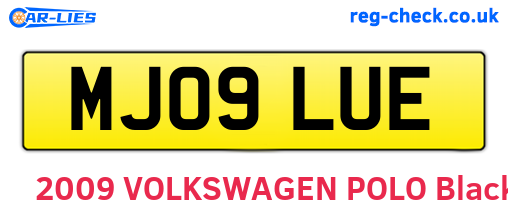 MJ09LUE are the vehicle registration plates.