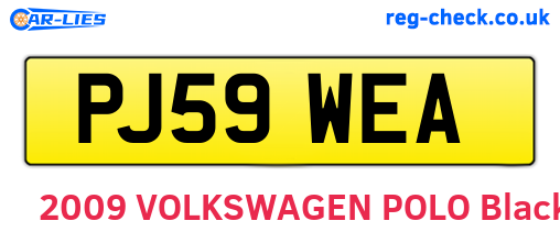 PJ59WEA are the vehicle registration plates.