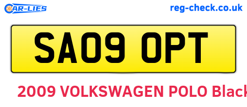 SA09OPT are the vehicle registration plates.