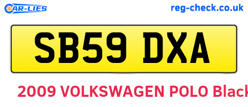 SB59DXA are the vehicle registration plates.