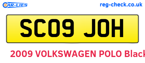 SC09JOH are the vehicle registration plates.