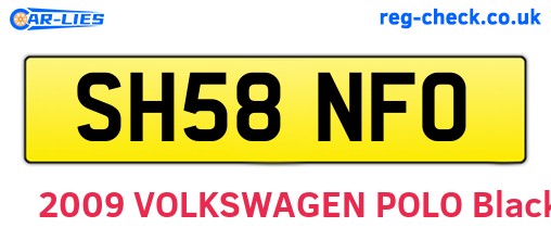 SH58NFO are the vehicle registration plates.