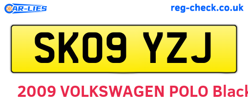 SK09YZJ are the vehicle registration plates.
