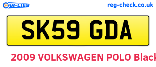 SK59GDA are the vehicle registration plates.