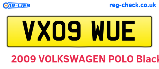 VX09WUE are the vehicle registration plates.